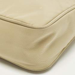 Pre Owned Prada Re-Edition 2000 Cream Nylon Shoulder Bag