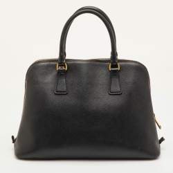 Pre Owned Prada Promenade Medium Black Saffiano Cuir Leather Satchel