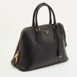 Pre Owned Prada Promenade Medium Black Saffiano Cuir Leather Satchel