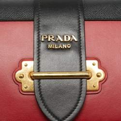 مملوكة مسبقًا Prada Cahier Red/Black City Calf and Saffiano Leather Shoulder Bag