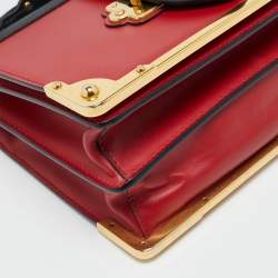 مملوكة مسبقًا Prada Cahier Red/Black City Calf and Saffiano Leather Shoulder Bag