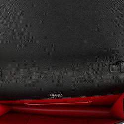 Pre Owned Prada Mini Bag Chain Shoulder Bag Black Saffiano Leatherleather