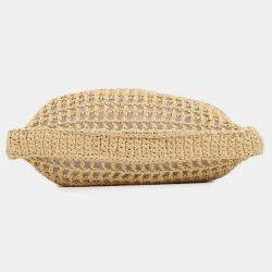 Pre Owned حقيبة يد برادا كروشيت بشعار من رافيا طبيعي