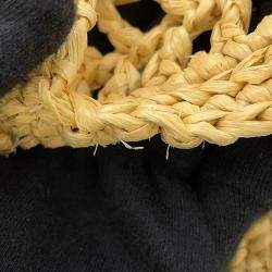 Pre Owned حقيبة يد برادا كروشيت بشعار من رافيا طبيعي