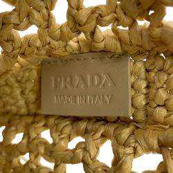 Pre Owned حقيبة يد برادا كروشيت بشعار من رافيا طبيعي