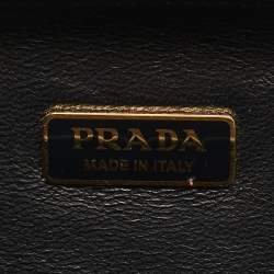 Pre Owned Prada Crystal Embellished Black Leather Frame Chain Clutch