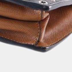 Pre Owned Prada Brown Saffiano Embroidered Pattina Satchel