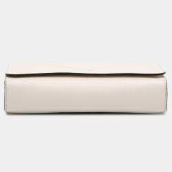 مملوكة مسبقًا Prada White Saffiano Triangle Embossed Logo Flap Crossbody