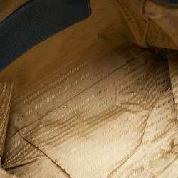 Pre Owned Prada Front Pocket Blue/Cream Vitello Daino Leather Messenger Bag