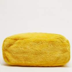 Pre Owned حقيبة شاطئ قماش تيريكلوث أصفر/أسود شعار برادا