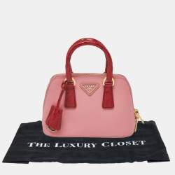 مملوكة مسبقًا Prada Promenade Mini Pink/Red Leather and Crocodile Satchel