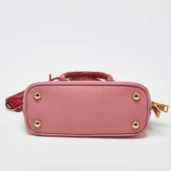مملوكة مسبقًا Prada Promenade Mini Pink/Red Leather and Crocodile Satchel