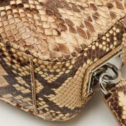 Pre Owned حقيبة كروس بودي برادا جلد الثعبان بيج وبني