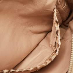 Pre Owned حقيبة كروس بودي برادا جلد الثعبان بيج وبني