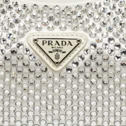 مملوكة مسبقًا Prada Re-Edition 2000 Crystals Off White Satin Shoulder Bag
