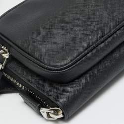 Pre Owned Prada Travel Black Saffiano Lux Leather Belt Bag