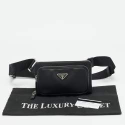 Pre Owned Prada Travel Black Saffiano Lux Leather Belt Bag