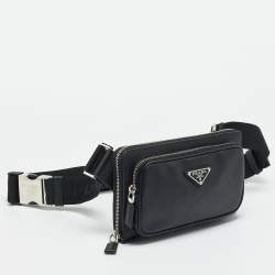 Pre Owned Prada Travel Black Saffiano Lux Leather Belt Bag