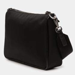 مملوكة مسبقًا Prada Black Saffiano Trimmed Re Nylon Zip Top Crossbody