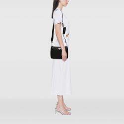 مملوكة مسبقًا Prada Black Saffiano Trimmed Re Nylon Zip Top Crossbody