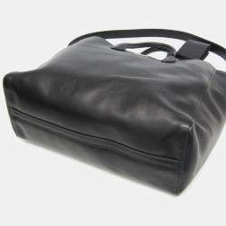 Pre Owned Prada CITY CALF Leather Shoulder Bag Black