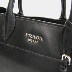 Pre Owned Prada CITY CALF Leather Shoulder Bag Black