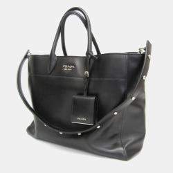 Pre Owned Prada CITY CALF Leather Shoulder Bag Black
