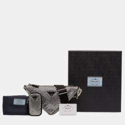 مملوكة مسبقًا Prada Black Crystal Embellished Satin Triangle Pouch