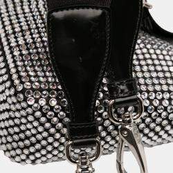 مملوكة مسبقًا Prada Black Crystal Embellished Satin Triangle Pouch