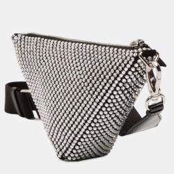مملوكة مسبقًا Prada Black Crystal Embellished Satin Triangle Pouch