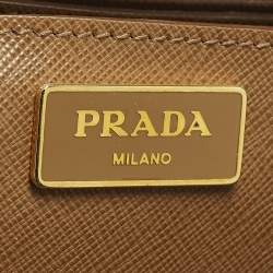 Pre Owned Prada Gardener's Tan Saffiano Lux Leather Tote