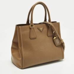 Pre Owned Prada Gardener's Tan Saffiano Lux Leather Tote