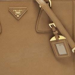 Pre Owned Prada Gardener's Tan Saffiano Lux Leather Tote
