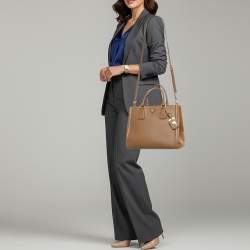 Pre Owned Prada Gardener's Tan Saffiano Lux Leather Tote