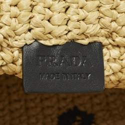 مملوكة مسبقًا Prada Logo Cream/Black Raffia Tote