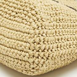 مملوكة مسبقًا Prada Logo Cream/Black Raffia Tote