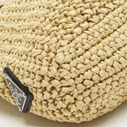 مملوكة مسبقًا Prada Logo Cream/Black Raffia Tote