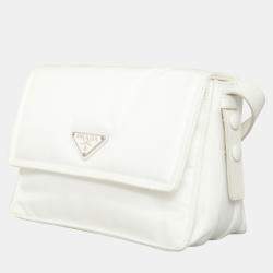 Pre Owned Prada Triangle Small White Nylon Padded Crossbody Bag