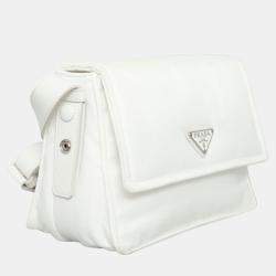 Pre Owned Prada Triangle Small White Nylon Padded Crossbody Bag