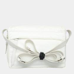 Pre Owned Prada Triangle Small White Nylon Padded Crossbody Bag