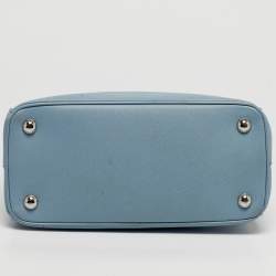 Pre Owned حقيبة يد برادا غاليريا سحاب مزدوج جلد سافيان لكس سماوي صغيرة