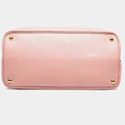 Pre Owned Prada Pink Large Saffiano Cuir Double Satchel