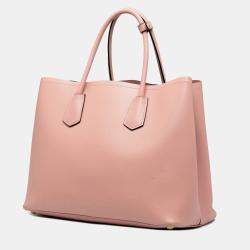 Pre Owned Prada Pink Large Saffiano Cuir Double Satchel