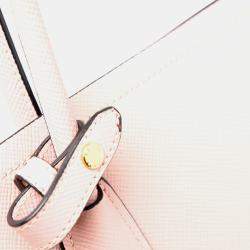 Pre Owned Prada Pink Large Saffiano Cuir Double Satchel