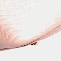 Pre Owned Prada Pink Large Saffiano Cuir Double Satchel