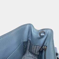 Pre Owned حقيبة كتف صغيرة جلد سافايانو أزرق فاتح برادا جاليريا