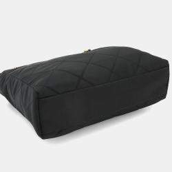 Pre Owned Prada Chain Black Nylon Saffiano Leather Tote Bag