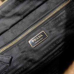 Pre Owned Prada Chain Black Nylon Saffiano Leather Tote Bag