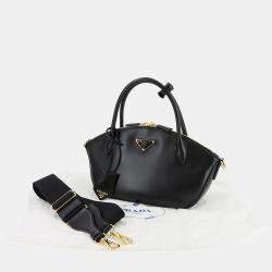 Pre Owned Prada City Zip Black Leather Shoulder Bag