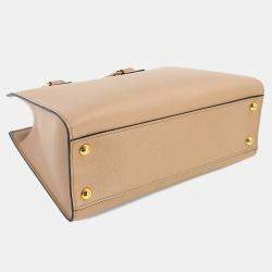 Pre Owned Prada Beige Saffiano Leather Handbag